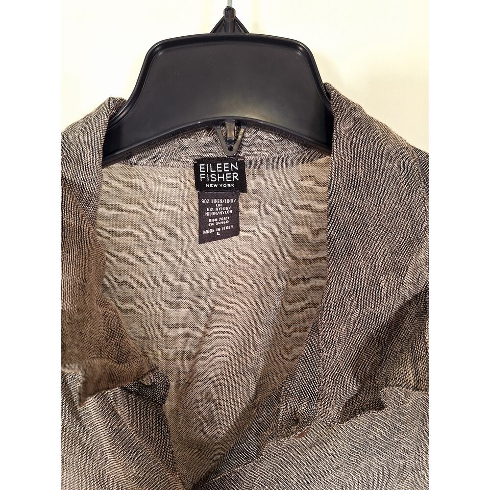 Eileen Fisher New York Women's Gray Sheer Button-Up Long-Sleeved Blouse Large - Picture 7 of 7
